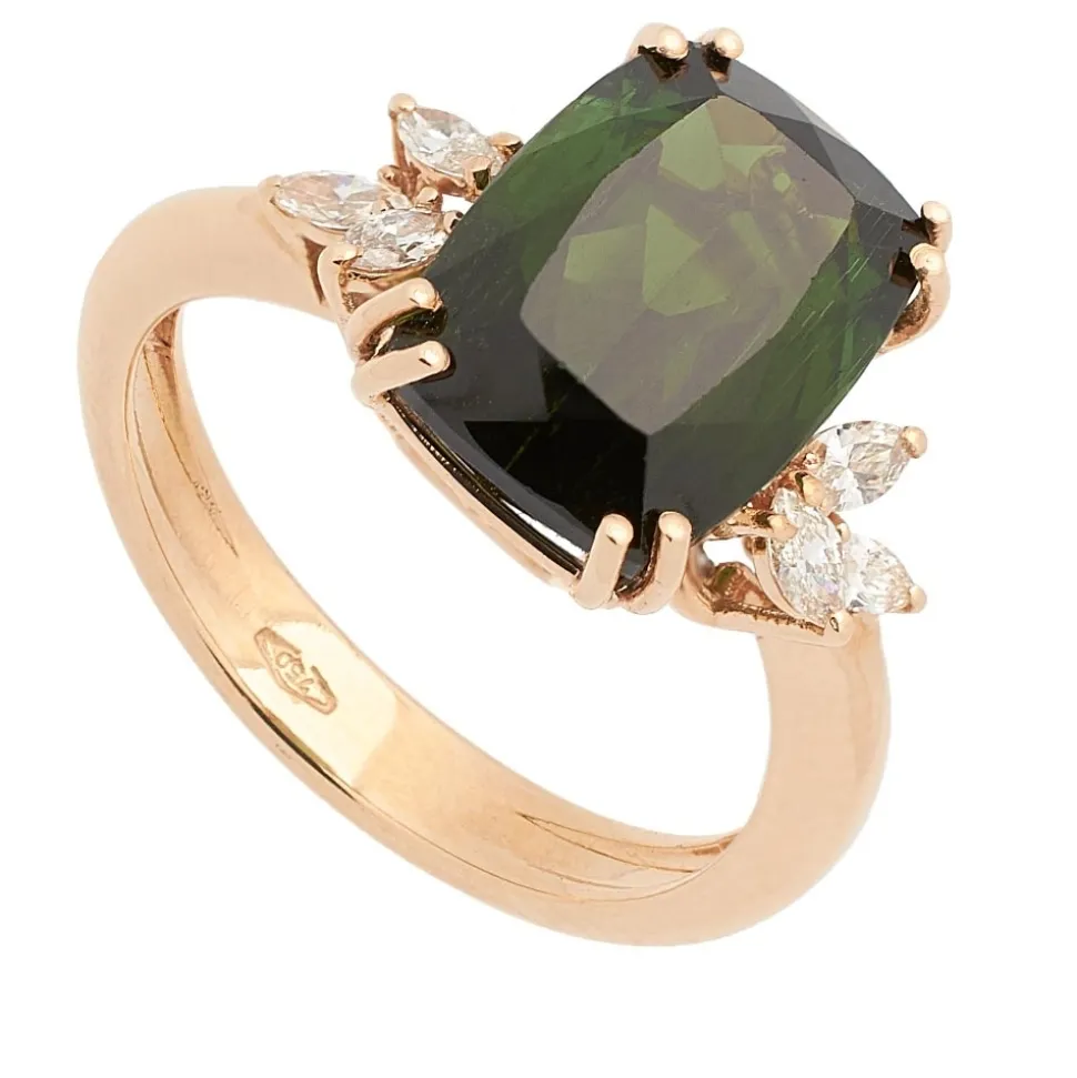 Sortija con Turmalina y Diamantes - 0446