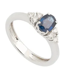 Sortija con Zafiro y Diamantes - 0443