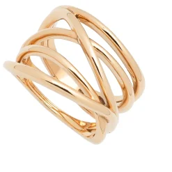 Sortija cruzada de oro amarillo en hilos