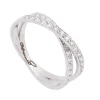 Sortija cruzada de oro blanco con diamantes - 1196