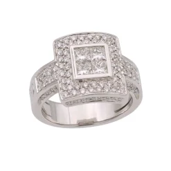 Sortija cuadrada de diamantes