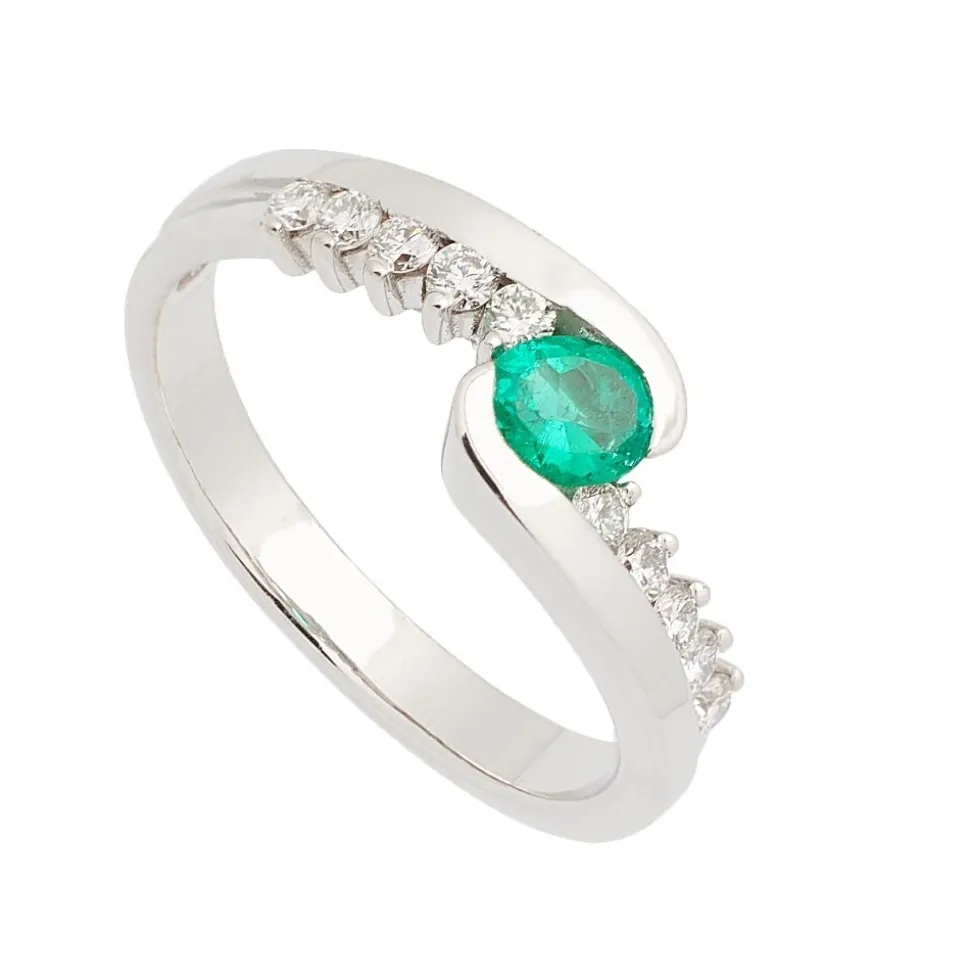 Sortija de Esmeralda y Diamantes - 1209