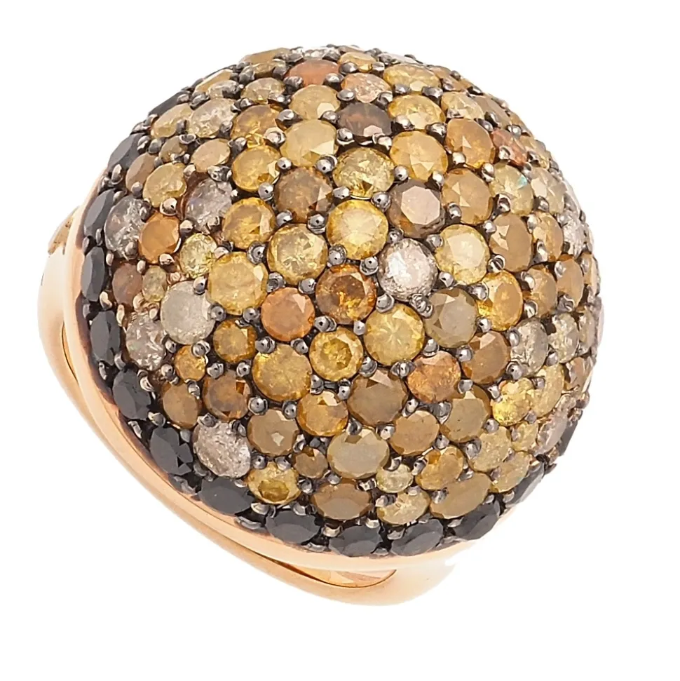 Sortija media esfera con diamantes