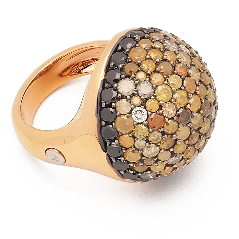 Sortija media esfera con diamantes