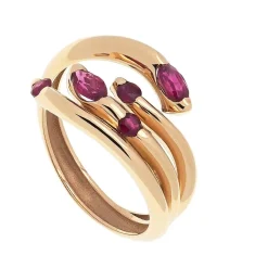 Sortijas multibrazo de oro y rubíes